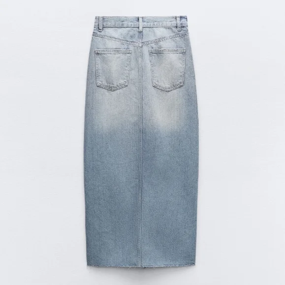 Zara Long Denim Slit Skirt size XS blue - Picture 9 of 15